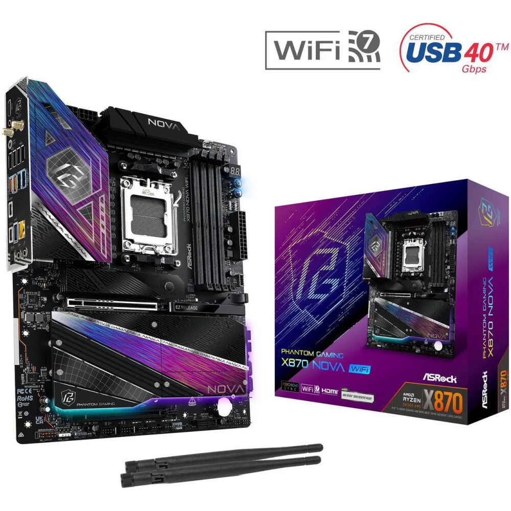 Motherboard ASRock X870 Nova WiFi Socket AM5 ATX - Imagen 1