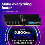 Memoria RAM Crucial 64GB (1 x 64GB) 288-Pin DDR5 5600 MHz CL46 - Imagen 3