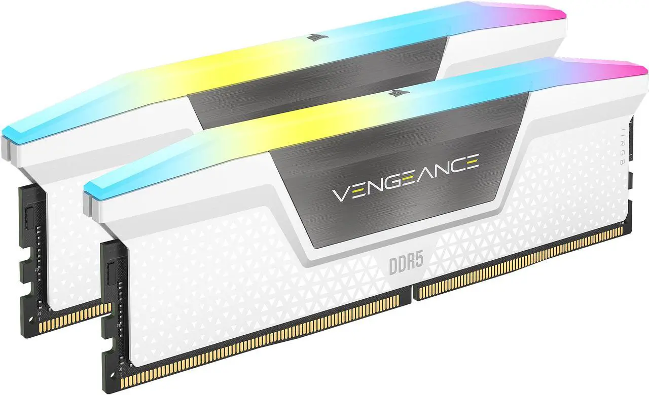 20-236-887-02.webp CORSAIR VENGEANCE RGB DDR5 64GB (2x32GB) 5600MT/s CL40 Blanco - Imagen 1