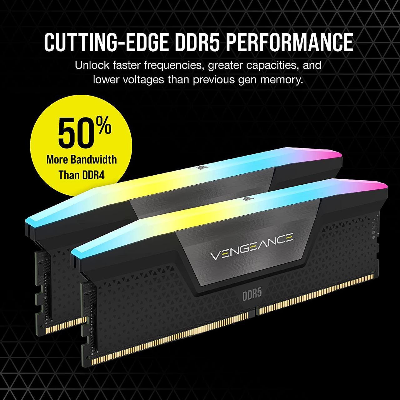 20-236-888-07.jpg CORSAIR VENGEANCE RGB DDR5 64GB (2x32GB) 5600MT/s CL40 Negro - Imagen 3