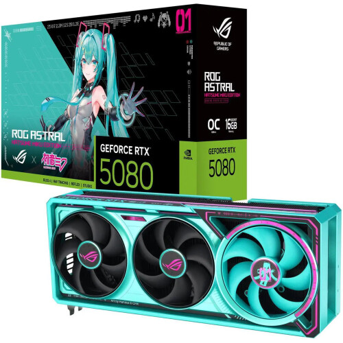 Tarjeta de video ASUS ROG Astral GeForce RTX 5080 16GB OC HATSUNE MIKU EDITION