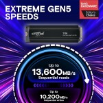 Disco Duro Solido SSD Crucial T705 1TB PCIe 5.0 M.2 2280 hasta 13600 MB/s - Imagen 2