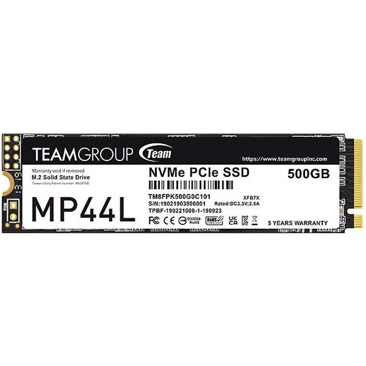 Disco Duro Solido SSD Team Group MP44L 500GB PCIe M.2 2280 hasta 5000 MB/s