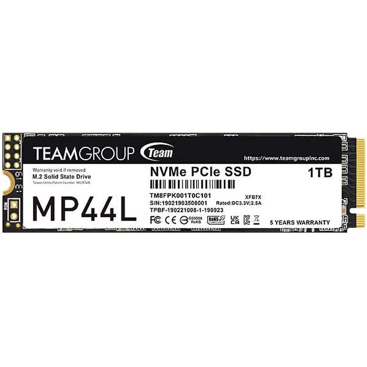 Disco Duro Solido SSD Team Group MP44L 1TB PCIe M.2 2280 hasta 5000 MB/s
