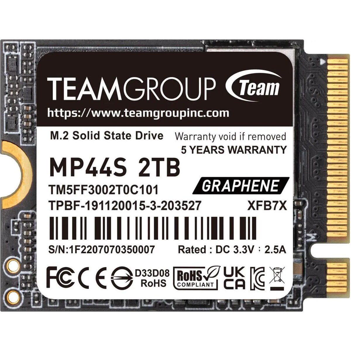 Disco Duro Solido SSD Team Group MP44S 2TB PCIe Gen4 x4 M.2 2230 hasta 5000 MB/s