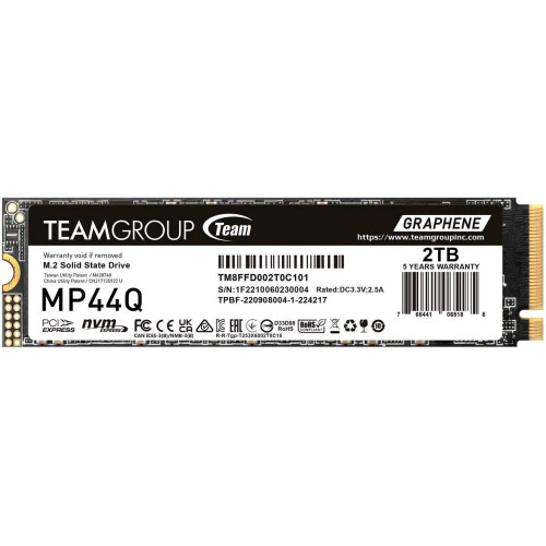 Disco Duro Solido SSD Team Group MP44Q 2TB PCIe Gen4 x4 M.2 2280 hasta 7400 MB/s