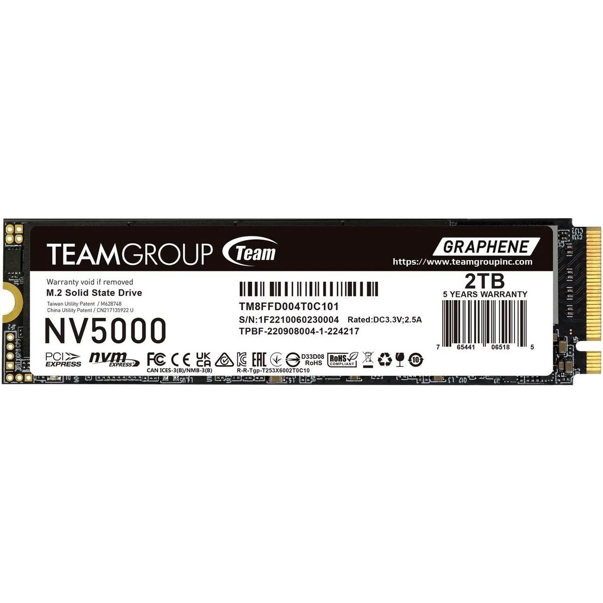 Disco Duro Solido SSD Team Group NV5000 2TB PCIe M.2 2280 hasta 5000 MB/s