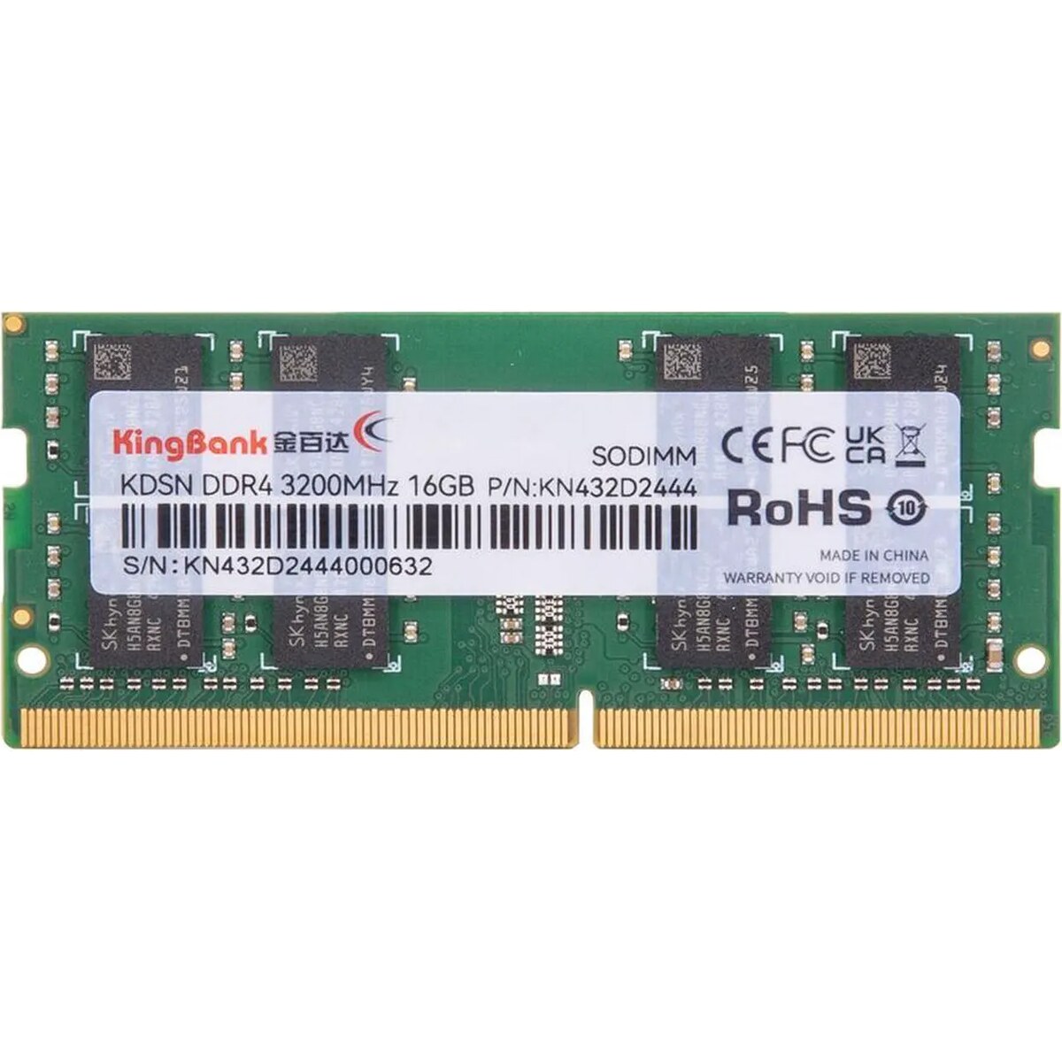 Memoria RAM Laptop Kingbank N/D 16 GB (1 x 16 GB) 260-Pin SODIMM DDR4 3200 MHz CL22