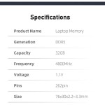 Memoria RAM Laptop Kingbank 32GB (1 x 32GB) 262-Pin SO-DIMM DDR5 4800 Mhz CL40 - Imagen 9