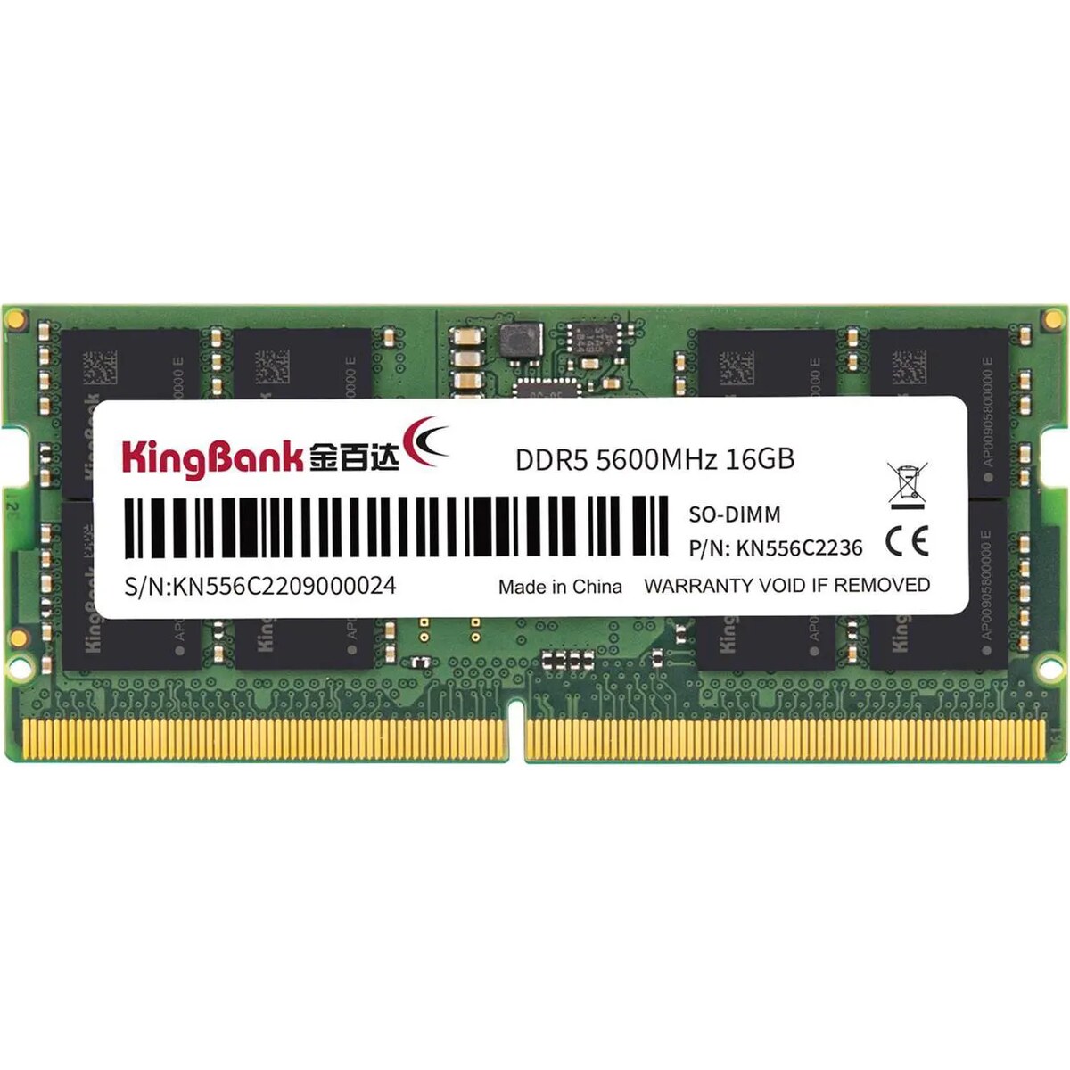 Memoria RAM Laptop Kingbank 16GB (1 x 16GB) 262-Pin DDR5 SO-DIMM 5600 Mhz CL46
