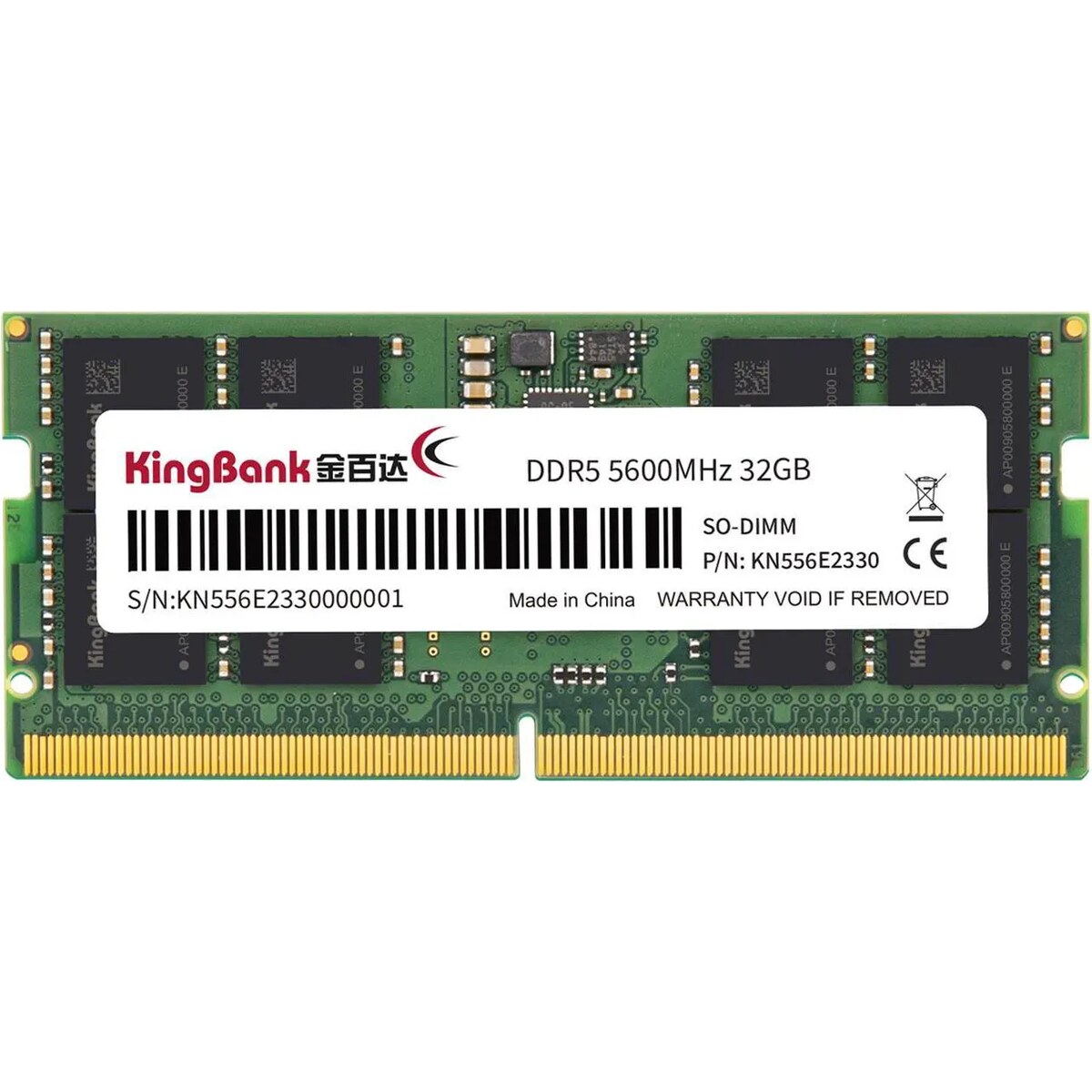 Memoria RAM Laptop Kingbank 32GB (1 x 32GB) 262-Pin SO-DIMM DDR5 5600 Mhz CL46