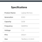 Memoria RAM Laptop Kingbank 32GB (1 x 32GB) 262-Pin SO-DIMM DDR5 5600 Mhz CL46 - Imagen 9