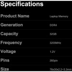 Memoria RAM Laptop Kingbank 32GB (1 x 32GB) 260-Pin DDR4 SO-DIMM 3200 Mhz CL22 - Imagen 10