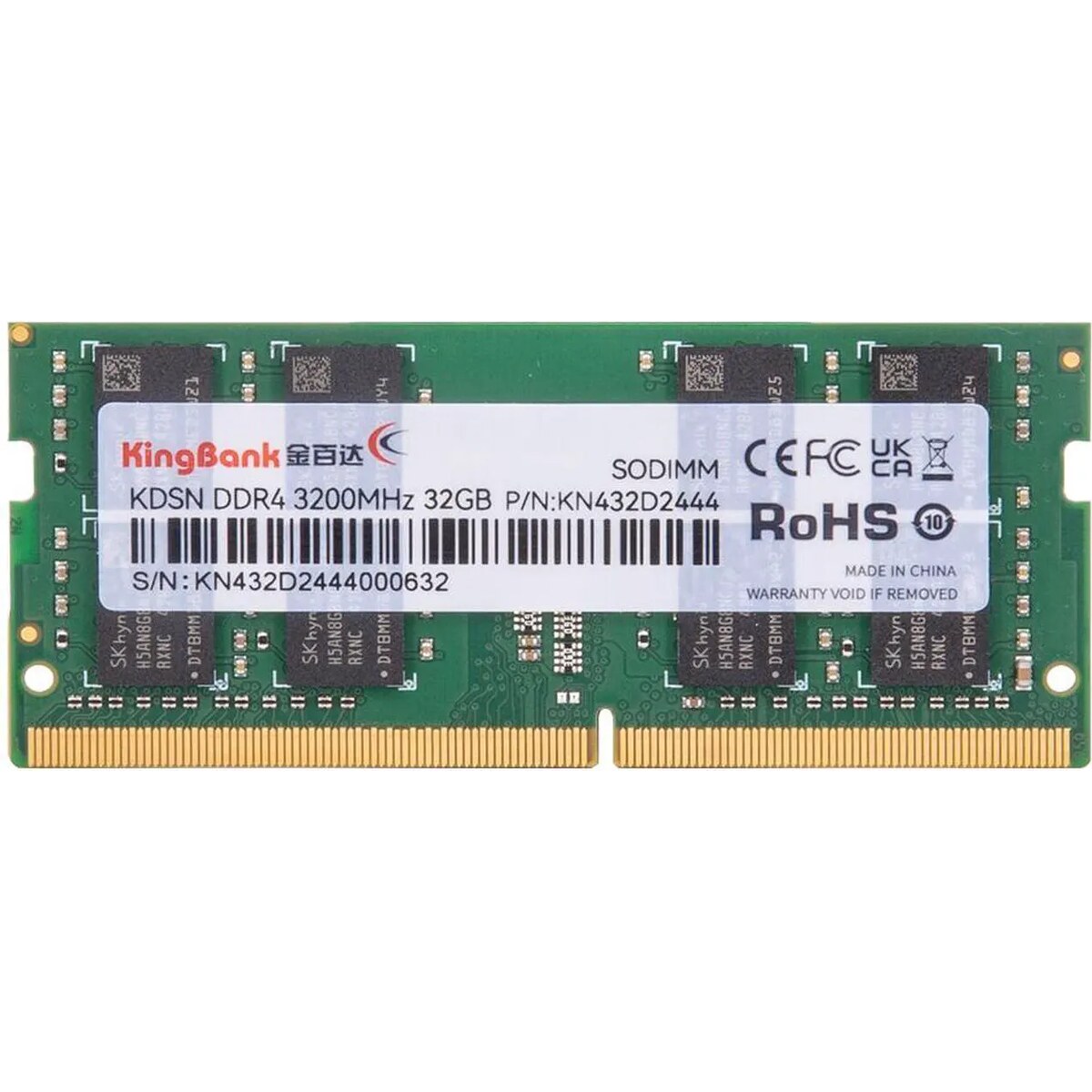 Memoria RAM Laptop Kingbank 32GB (1 x 32GB) 260-Pin DDR4 SO-DIMM 3200 Mhz CL22