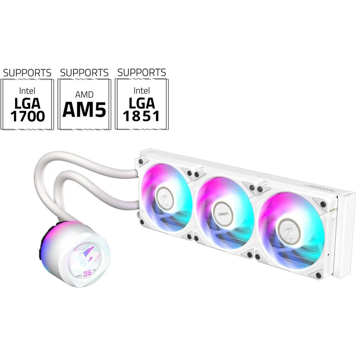 Refrigeración Líquida - AORUS WATERFORCE X II 360 - White - Radiador 360mm - 3 Fans 120mm - AMD AM4/AM5 | Intel LGA 1700/1851