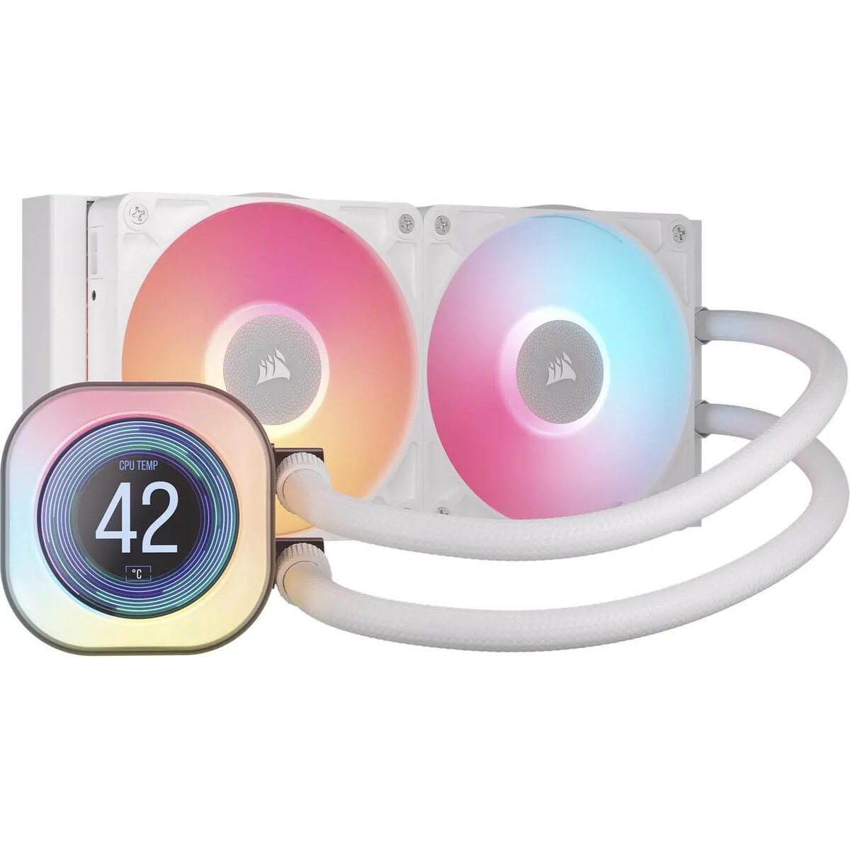 Refrigeración Líquida - Corsair iCUE LINK TITAN 240 RX LCD - White - Radiador 240mm - 2 Fans 120mm - AMD AM4/AM5 | Intel LGA 1700/1851