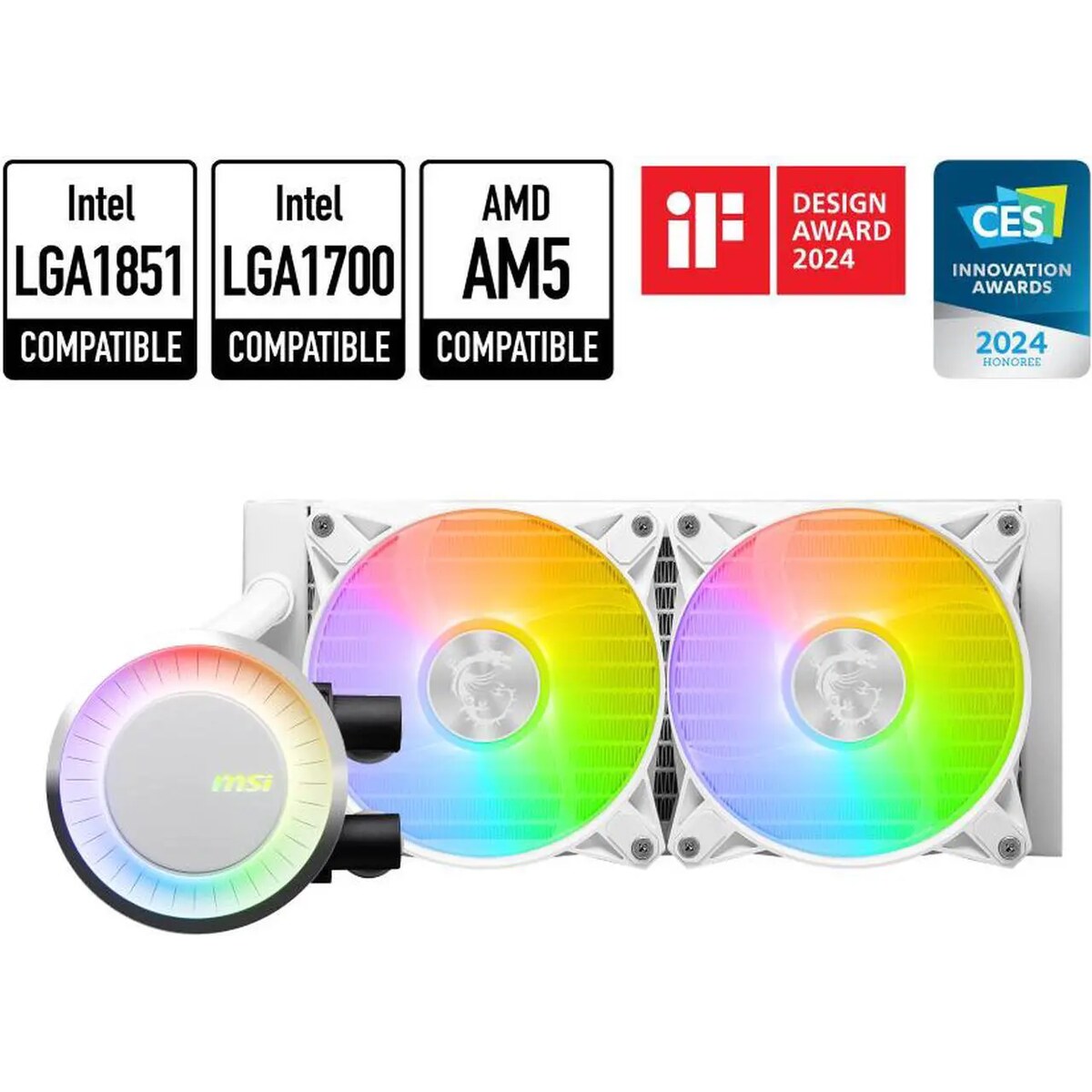 35-846-049-09_square Refrigeración Líquida - MSI MAG CoreLiquid E240 - White - Radiador 240mm - 2 Fans 120mm - AMD AM4/AM5 | Intel LGA 1700/1851 - Imagen 1