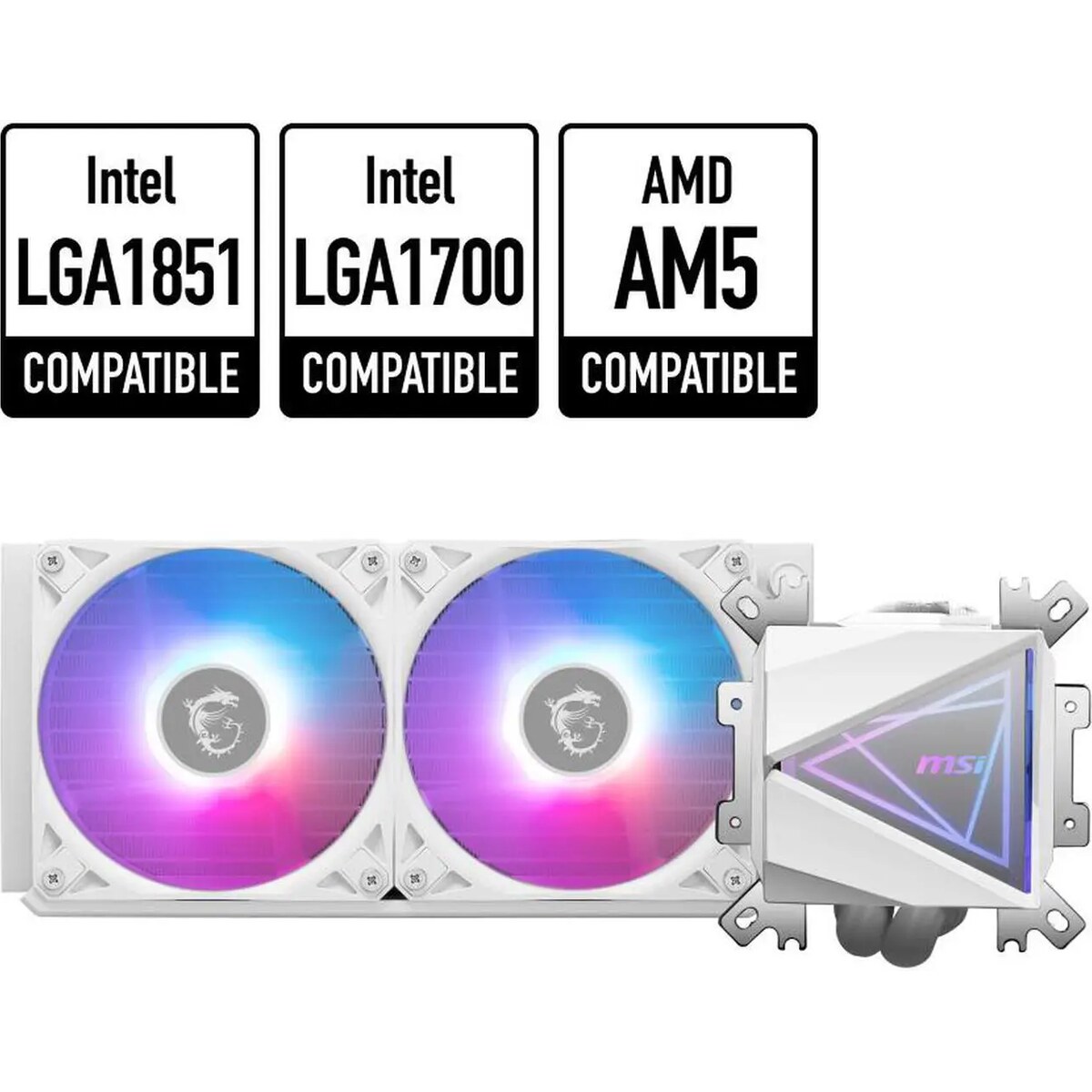 Refrigeración Líquida - MSI MAG CoreLiquid I240 - White - Radiador 240mm - 2 Fans 120mm - AMD AM4/AM5 | Intel LGA 1700/1851