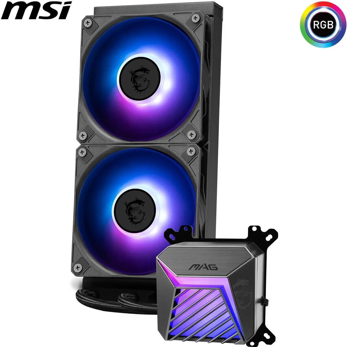 Refrigeración Líquida - MSI MAG Coreliquid A15 240 - Black - Radiador 240mm - 2 Fans 120mm - AMD AM4/AM5 | Intel LGA 1700/1851