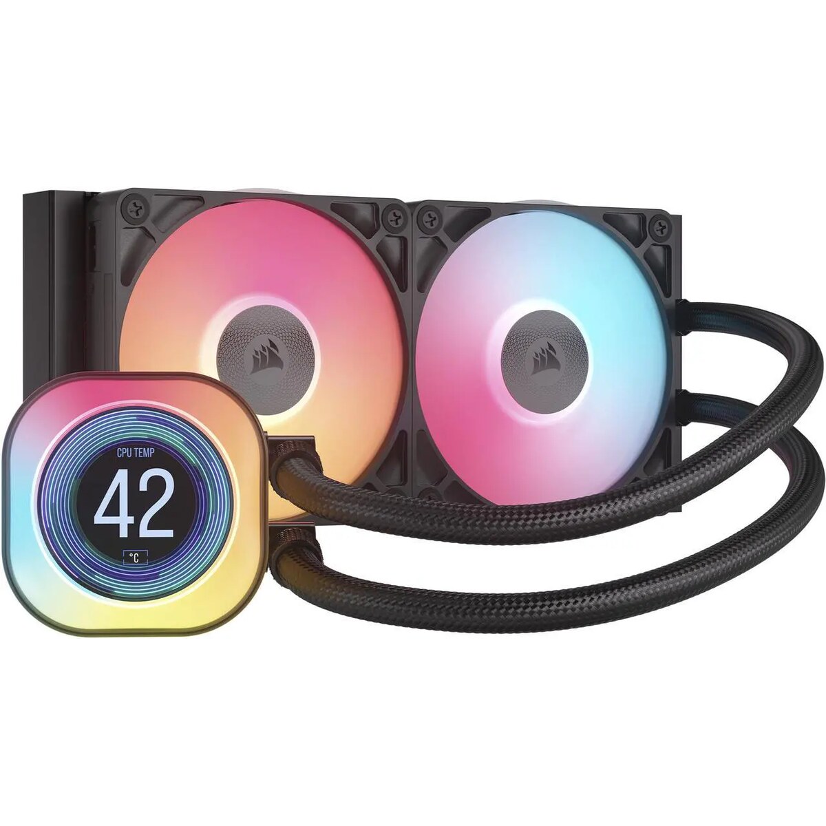 Refrigeración Líquida - Corsair iCUE LINK TITAN 240 RX LCD - Black - Radiador 240mm - 2 Fans 120mm - AMD AM4/AM5 | Intel LGA 1700/1851