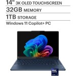 Lenovo Yoga 9i 2 in 1 Aura Edition 14" 3K 120Hz Touchscreen –  Intel Core Ultra 7 258V – 32GB LPDDR5X – 1TB SSD
