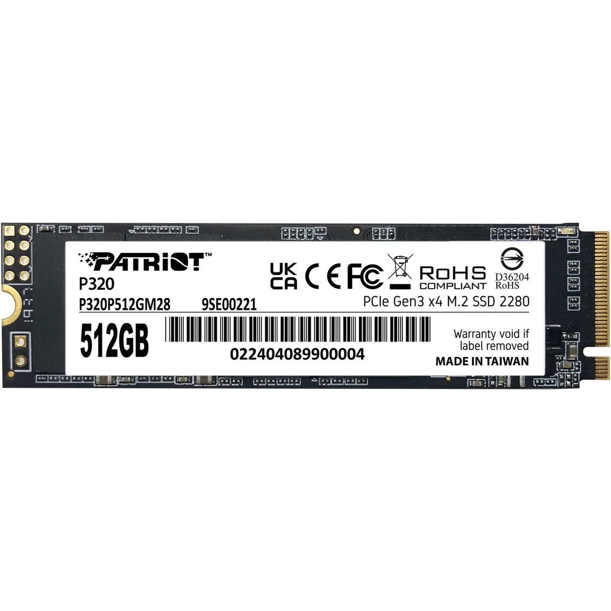 Disco Duro Solido SSD Patriot P320 512GB PCIe M.2 2280 hasta 3000 MB/s