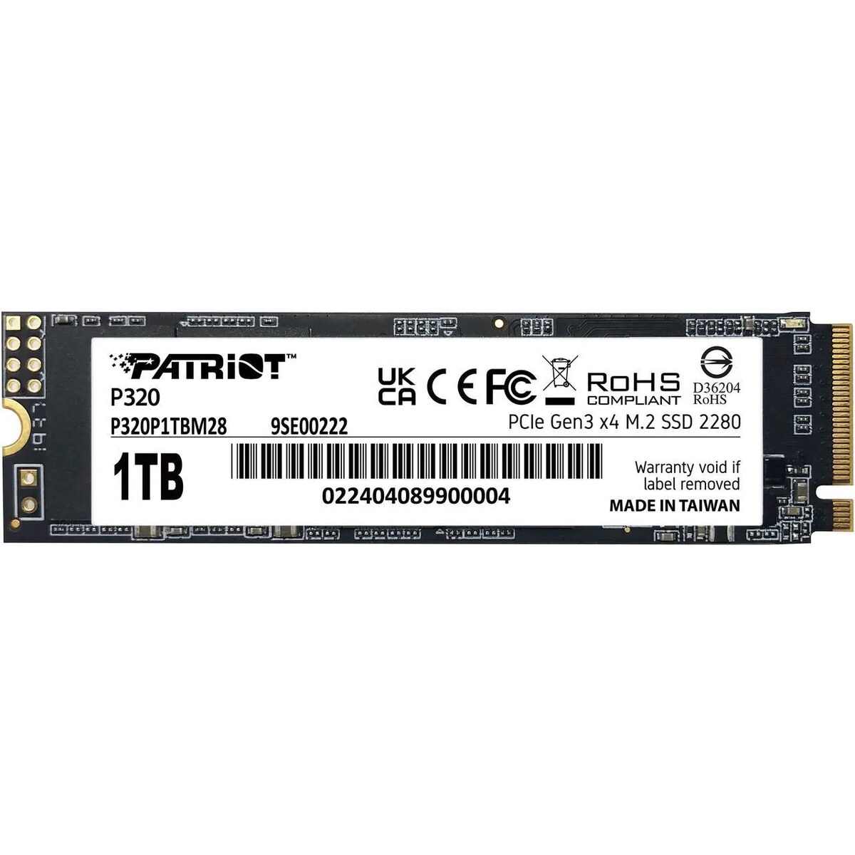 Disco Duro Solido SSD Patriot P320 1TB PCIe M.2 2280 hasta 3000 MB/s