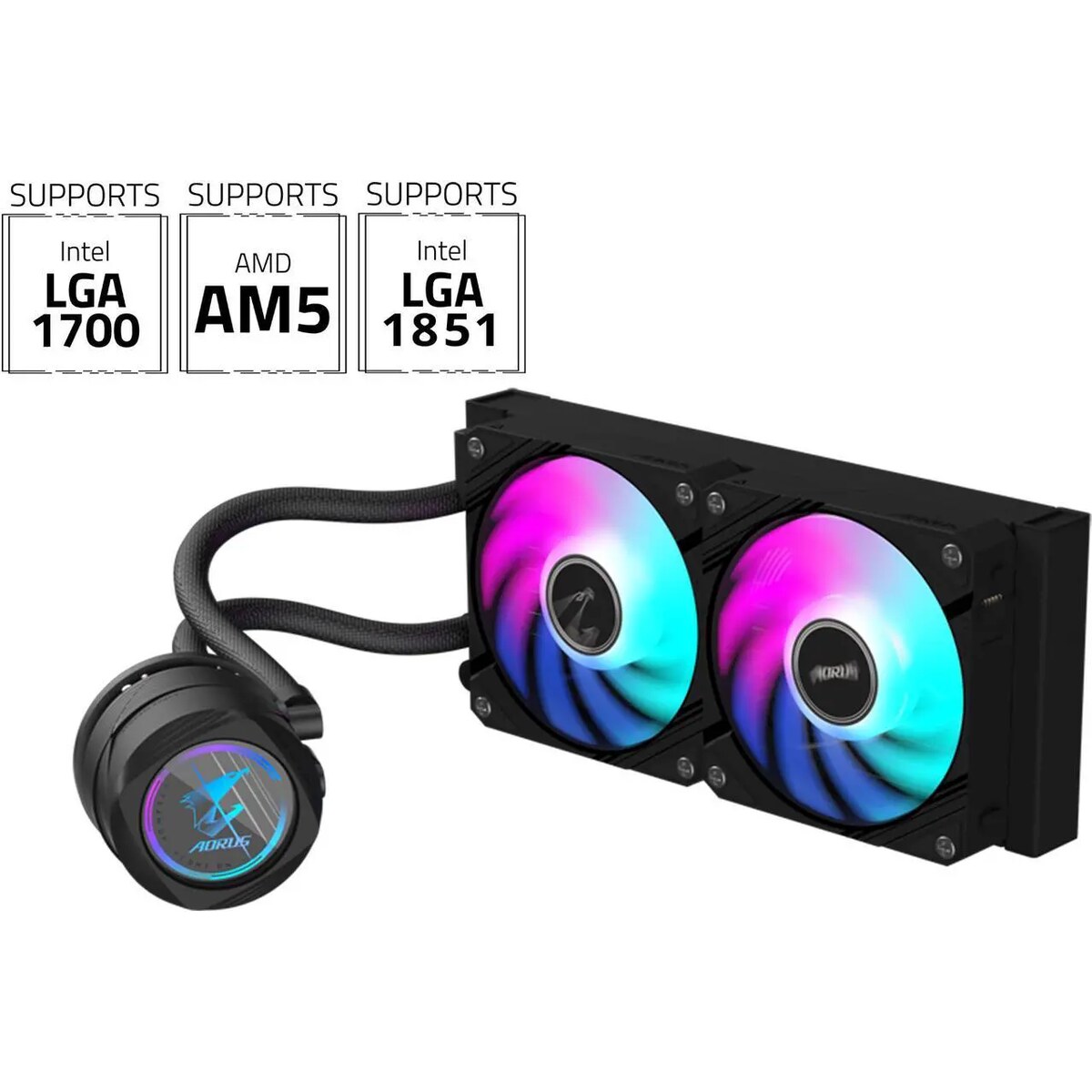 Refrigeración Líquida - AORUS Waterforce II 240 G2 - Black - Radiador 240mm - 2 Fans 120mm - AMD AM4/AM5 | Intel LGA 1700/1851