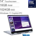 Dell Plus 2 in 1 14" 2K 60Hz Touch Screen – Intel Core Ultra 7 256V – 16GB DDR5 – 1TB SSD - Ice - Imagen 5