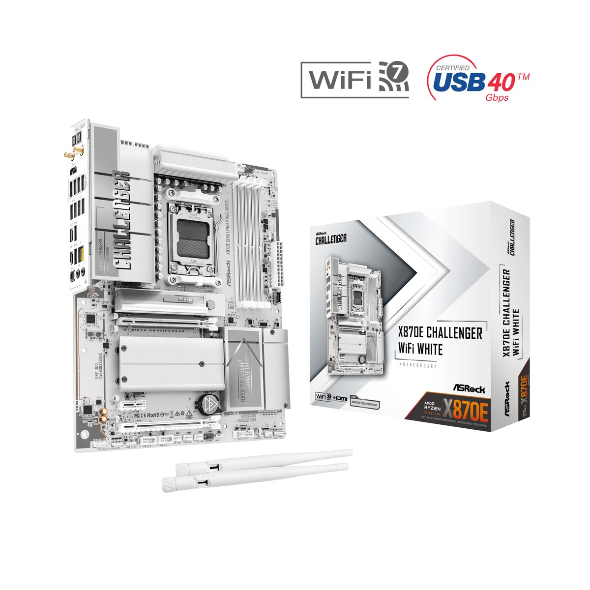 Motherboard ASRock X870E Challenger WiFi White Socket AM5 ATX