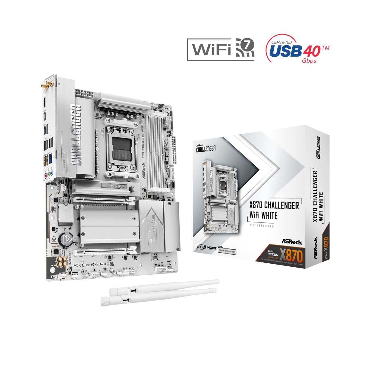 Motherboard ASRock X870 Challenger WiFi White Socket AM5 ATX