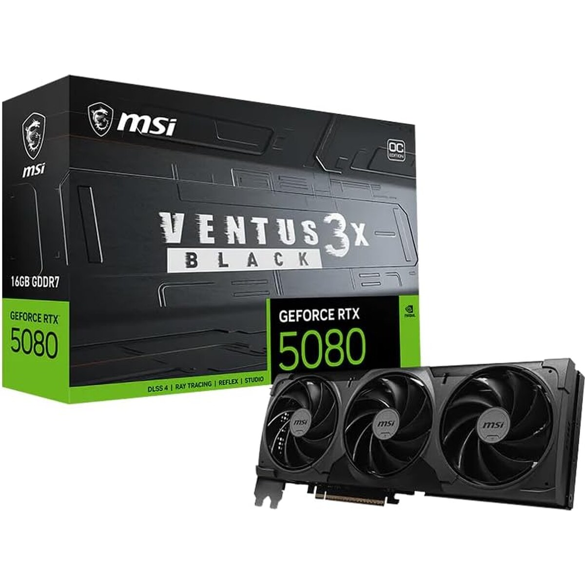 Tarjeta de video MSI Ventus 3X GeForce RTX 5080 16GB OC Black