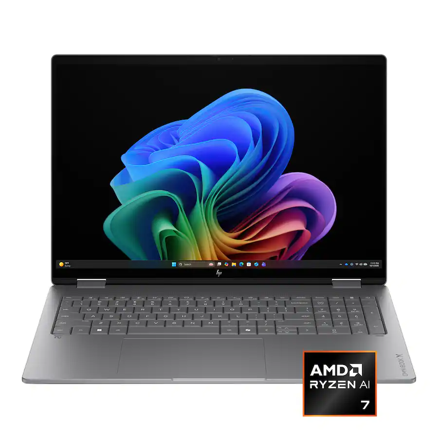 HP OmniBook X Flip 2-in-1 16" 2K OLED 120Hz Touch Screen – AMD Ryzen AI 7 445 – 16GB DDR5 – 1TB SSD - Silver
